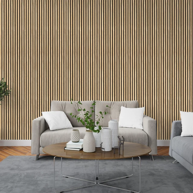 ACOUSTIC WOOD SLAT wall panels Classic Oak slat panels with black