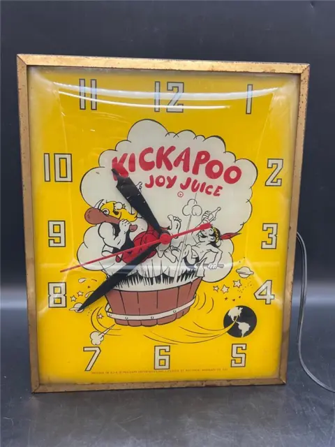 Rare Vintage 1965 Capp Nugrape KICKAPOO JOY JUICE Advertising Soda Clock Works!