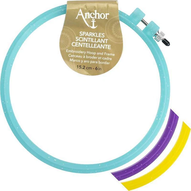 Aro bordado de plástico brillante ancla surtido colores 6" diameta 073650032509