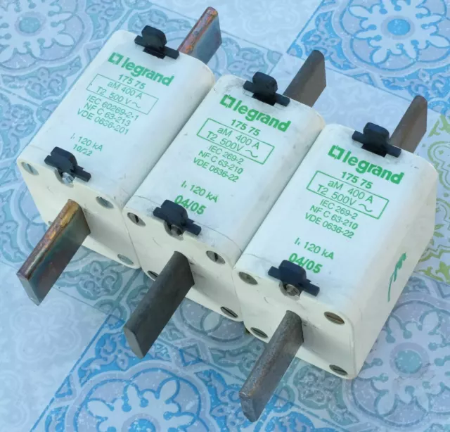 3X Legrand 0 175 75 Cartouche à couteau 400A type aM taille 2 500V Lot de 3