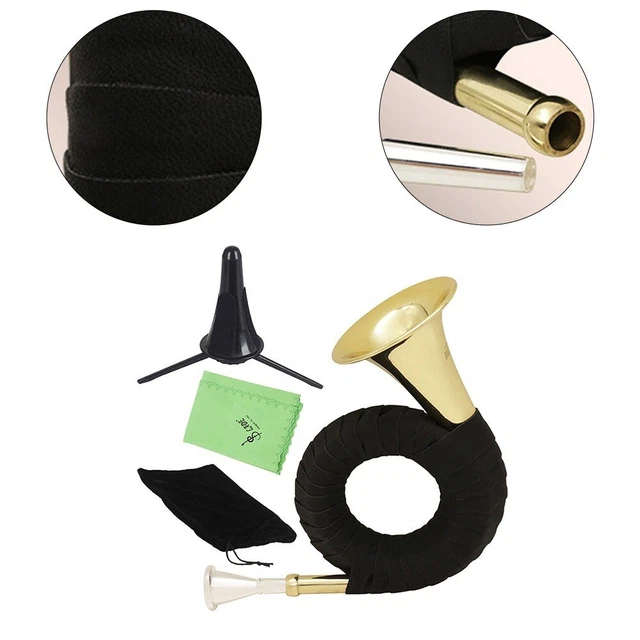 Professional Bb Hunting Horn with Silver plated Mouthpiece and Cleaning Cloth