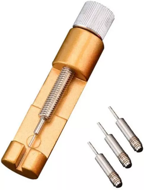 Watch Band Strap Link Pin Remover Adjustable Repair Tool Kit Gold 3 x Extra Pins