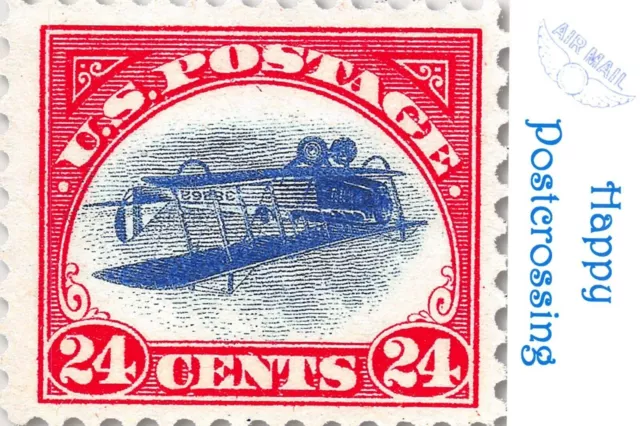 PACK of 3 New Happy Postcrossing Postcards, US Air Mail, Inverted Jenny S81