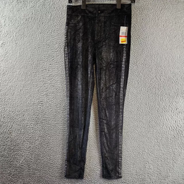 MICHAEL MICHAEL KORS Studded Velvet Leggings Women's XS Black/Silver Button Zip