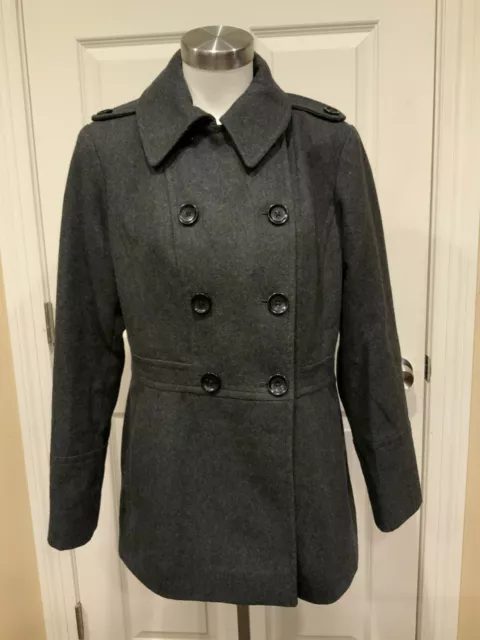 Michael Kors Dark Gray Double Breasted Wool Blend Coat, Size Medium