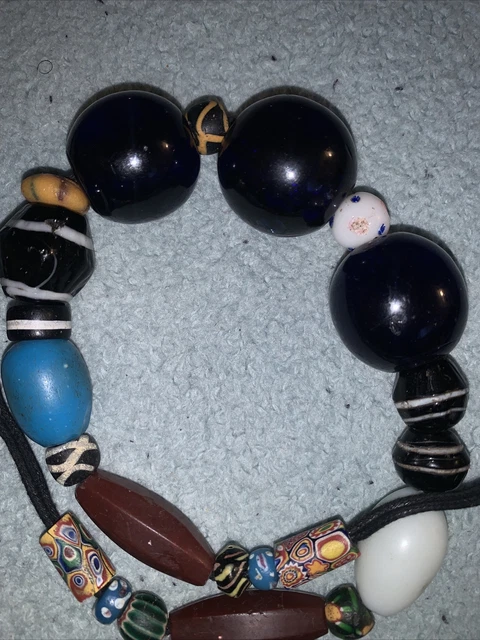 Rare Gorgeous Old Mixed Cobalt Blue Glass African Trade Antique Beads