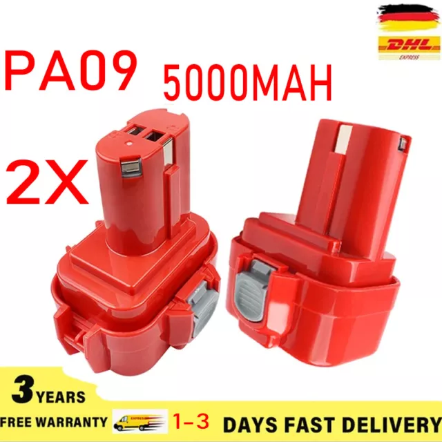 2PC 5000MAH 9,6 Volt Ersatz für Makita PA09 NI-MH Akku 6222D 9100 9120 9122 9133