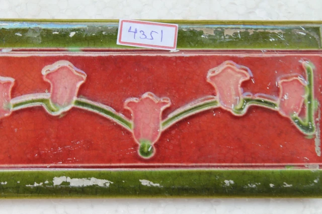 Japan antique art nouveau vintage majolica border tile c1900 NH4351 7