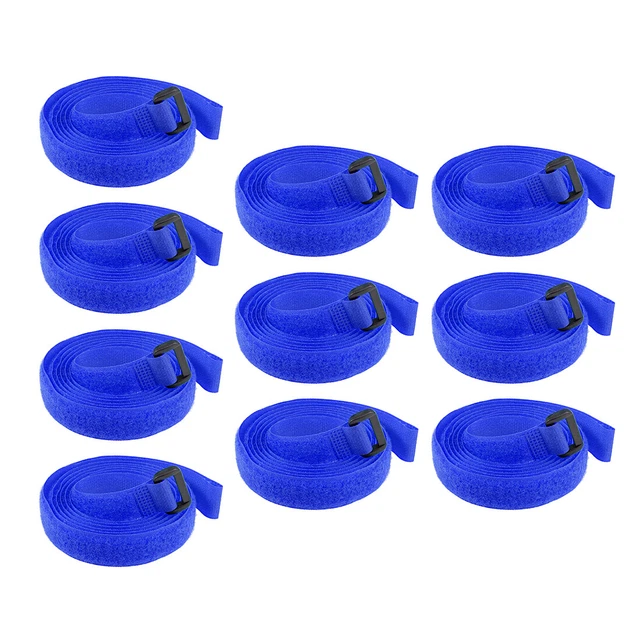 10Pcs Crochet Boucle 3/4 x 59 Pouces Sangles Fixation Réutilisable Câble Bleu