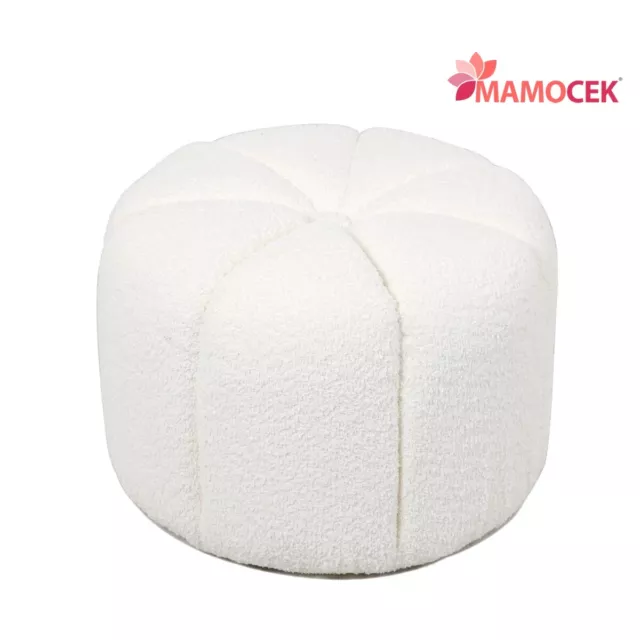 POUF Puff sedia seduta sgabello poggiapiedi morbido effetto bouclè bianco 52h39