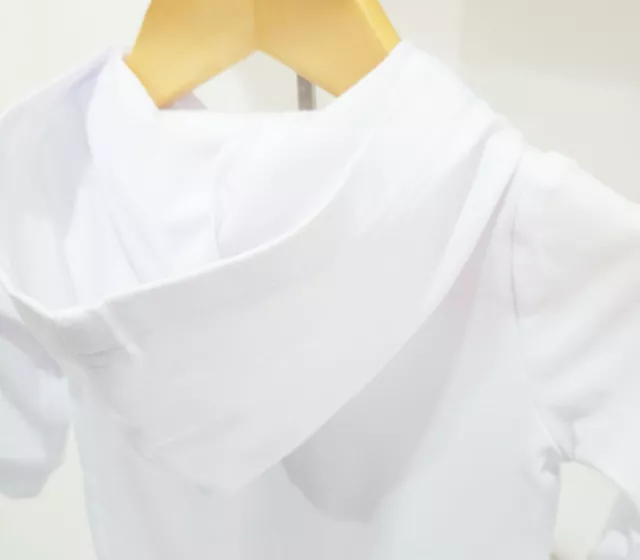 Personalised  Baby Zipped Hooded White Cotton Sleepsuit Grow Bodysuit Soft Sizes 3