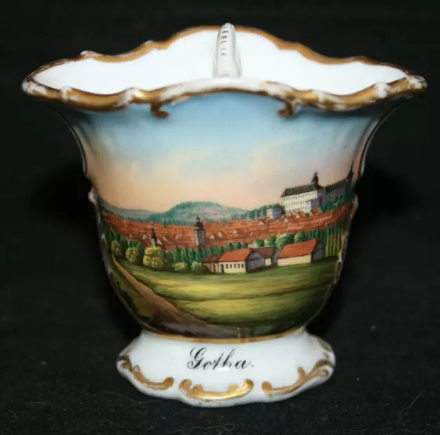 Seltener  Biedermeier Fidibusbecher mit der Ansicht von Gotha    Gotha 1860