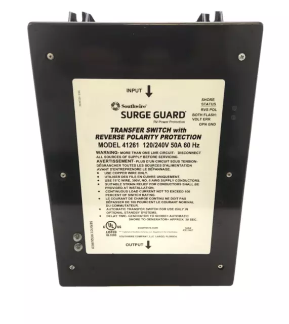 Southwire 41261-011 Surge Guard RV Power Protection Transfer Switch 50 Amp