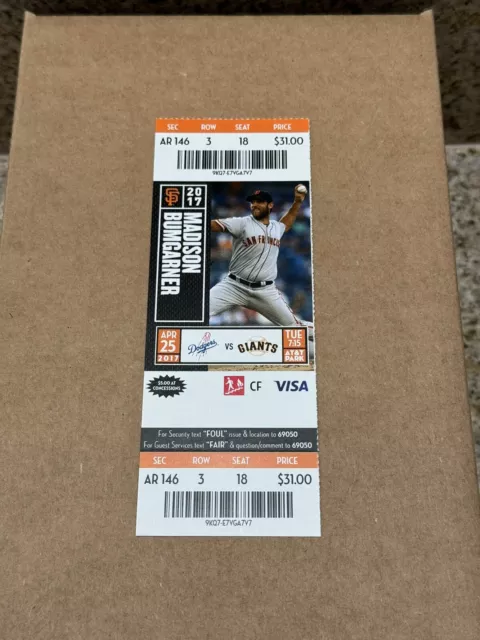 Cody Bellinger LA Dodgers MLB Debut Game Full Ticket Stub Chicago Cubs 4/25/2017