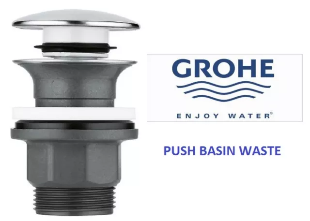 GROHE Marcador Pop Up Residuos Lavabo Grande Seta Empuje Click Clack con Ranuras