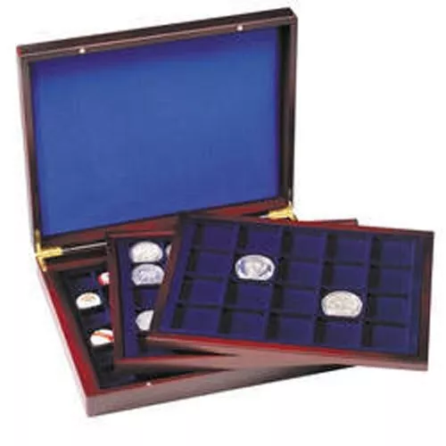 Presentation Case VOLTERRA TRIO de Luxe, with square divisions for coins Ø of 30