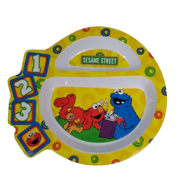 The First Years Sesame Street 123 Melamine Divided Plate Elmo Cookie Monster