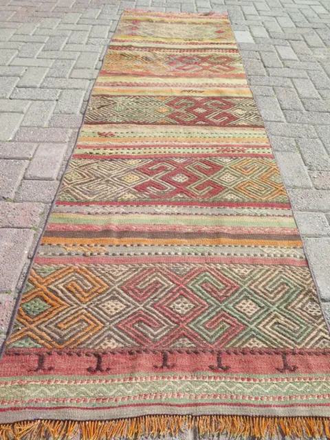 Aisle Long Rug, Vintage Turkish Kilim Runner, Carpet Runner Hallway Rug 26"x91"
