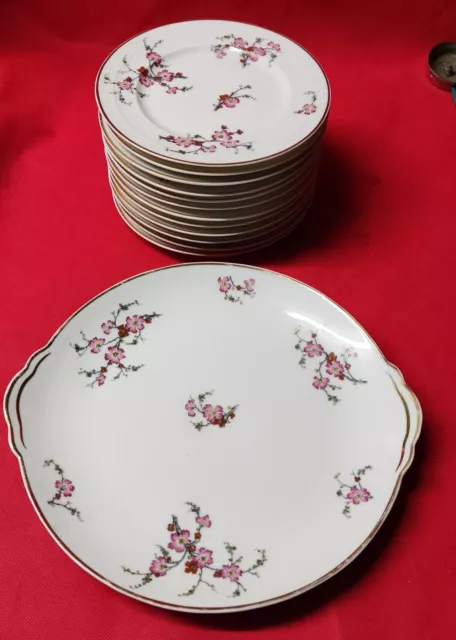 Service à dessert en porcelaine de Limoges 13 pieces (GDA)