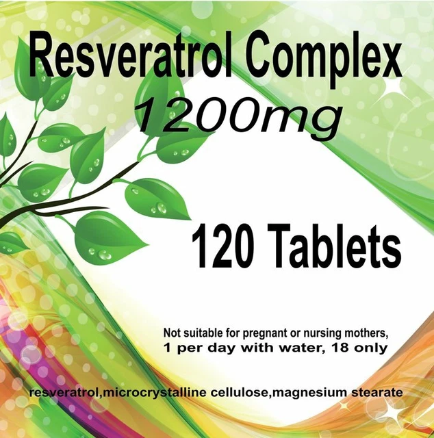 RESVERATROL 1200MG TRANSRESVERATROL Mailbox Safe Gluten Free x 120