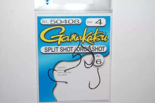 GAMAKATSU SPLIT SHOT drop shot hook size 4 stock # 50408 6 per pack $2.95 -  PicClick