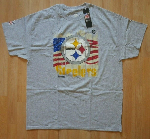 MAGLIETTA NUOVA/IMBALLO ORIGINALE: PITTSBURGH STEELERS NFL FANWEAR! BANDIERA USA! Tg. S - XXL