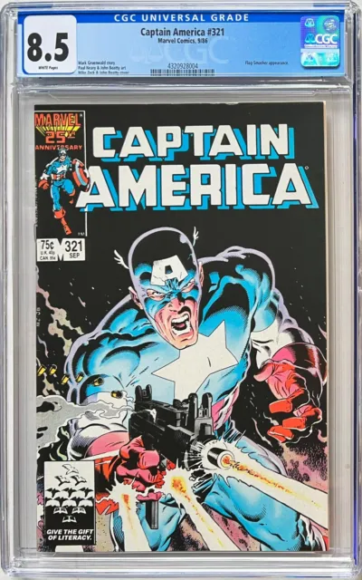 Captain America #321 CGC 8.5 White. Classic Mike Zeck cover!!