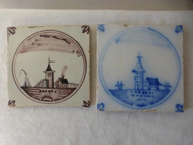 2 Antique tiles North of France. Desvres..2  Anciens carreaux carrelages.