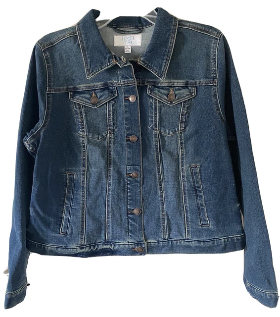 Time and Tru Women’s Top Denim Jacket Size Medium Blue Stonewash Stretch New