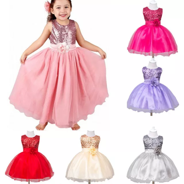 Glitter Girls Fancy Dress Party Bridesmaid Wedding Sequins Dress Ages 2-8 Years