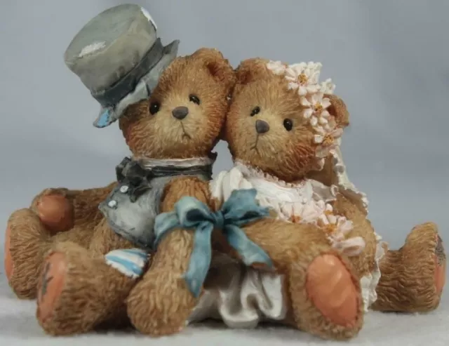 LAST ONE Cherished Teddies Wedding Couple Bears Figurine Bride Groom FREESHIP