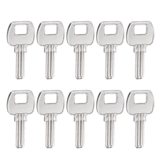 Key Blank, 24mm Length 2 Slot Brass New Uncut Replacement Tool 10 Pcs