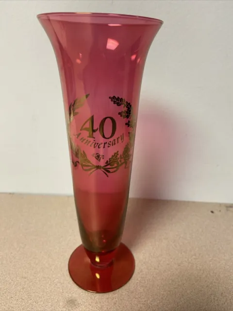 Vintage Cranberry Red / Ruby Red  Glass Bud Vase, for 40th Anniversary