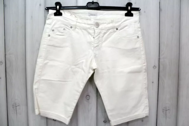 Jeans Pinko Donna Taglia 46 Bianco Cotone Shorts Bermuda Woman Logo Pantalone