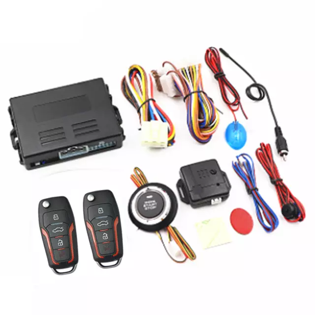 Car Alarm System Keyless Entry Remote Ignition Engine Start Push Button Stop Kit