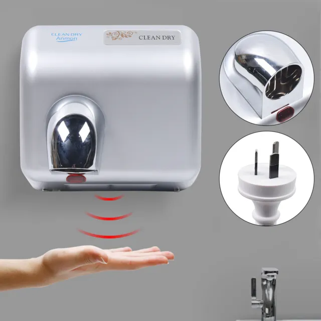 2300W Electric Super Powerful Wall-Mounted Automatic Hand Dryer 220-240V Silver
