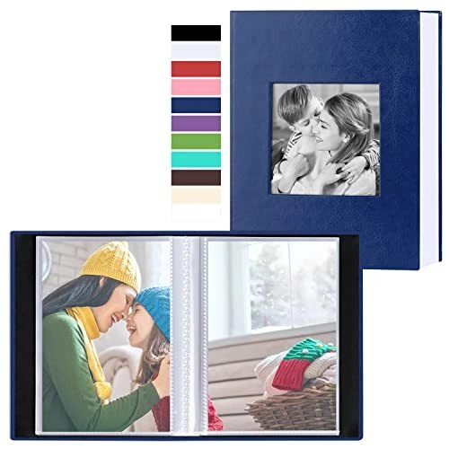 Álbum de fotos 4x6 50 bolsillos 2 paquetes, mini capacidad pequeña 50 bolsillos/2 piezas azul