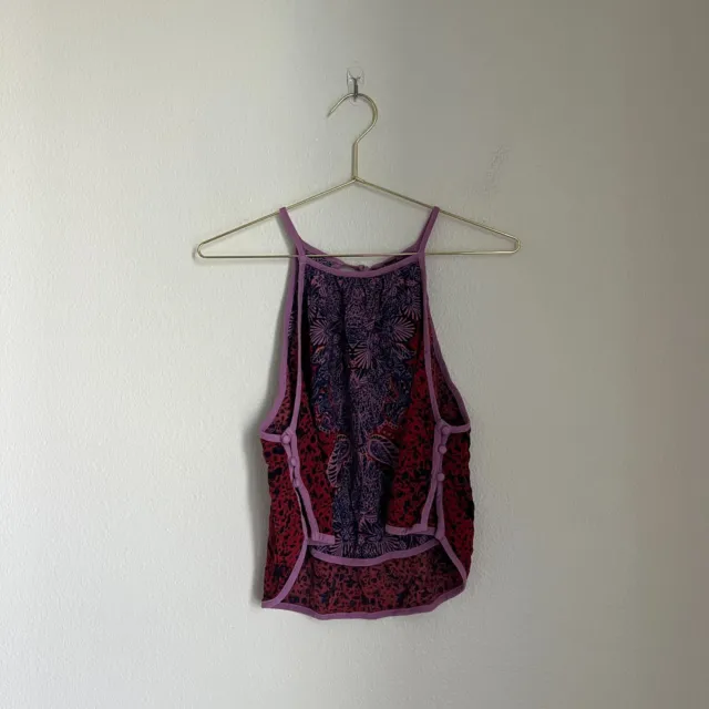 Free People Women's Rayon Mixed Media Tank in Mauve/Red Size SMALL