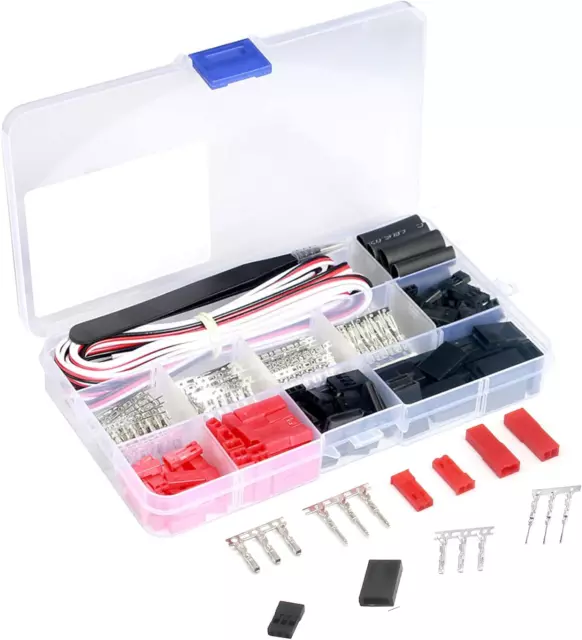 50Sets JST Servo Connector Kits Plug Male/Female Crimp Pin Cable Kit Compatible