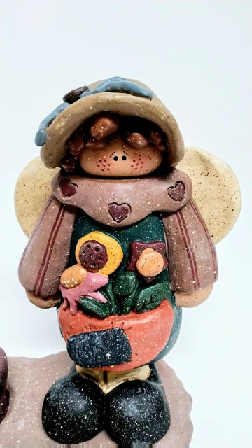 Vintage Crazy Mountain Keramik Ton Engelsfigur mit Votiv Kerzenhalter 2