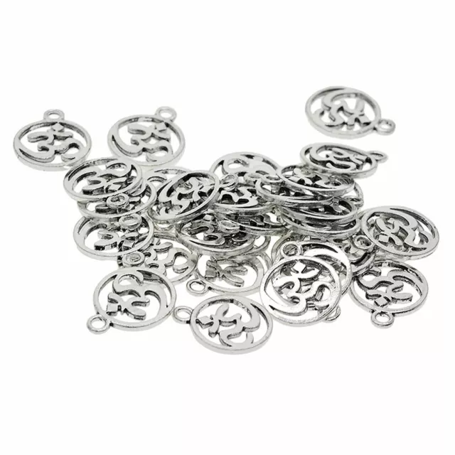 30 X Om Yoga Hollow Pendants Tibetan Silver Charms Pendants Jewelry