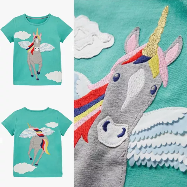 T-shirt unicorno ragazza anteriore e posteriore top ex mini boden età 2-12 anni