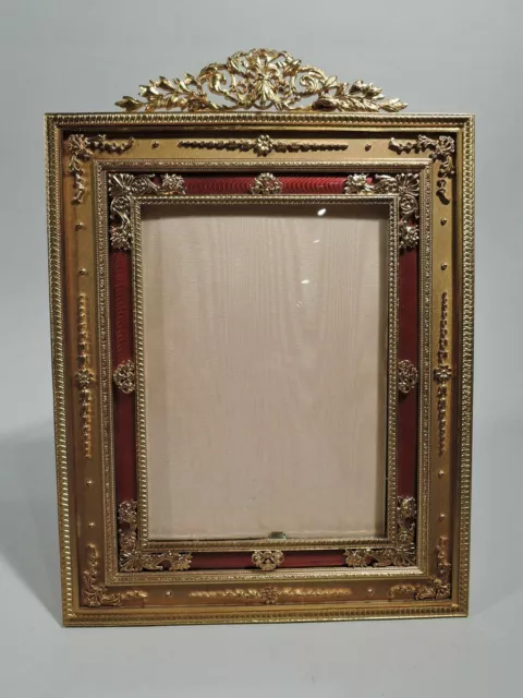 Antique Frame Picture Photo Belle Epoque Rococo French Gilt Bronze Red Enamel