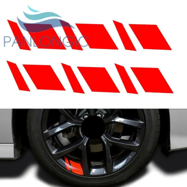 6x Car Wheel Rim Vinyl Decal Reflective Sticker Car Red Accessories For 16"-21"
