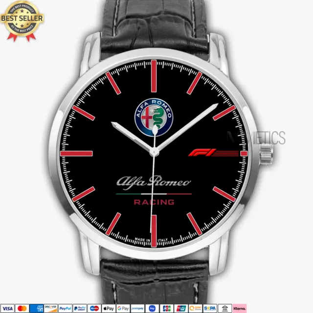 Alfa Romeo Racing F1 Team Logo AR10 Quartz Watch Stainless Steel Men Wristwatch