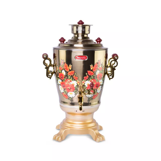 Elektrischer Samowar Edelstahl 3,2 L gold Samovar Teekocher Самовар Wasserkocher