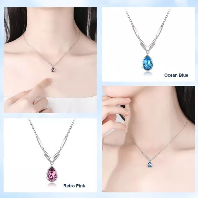 Women's Fashion Jewelry 925 Sterling Silver Crystal + AAAA CZ Pendant Necklace