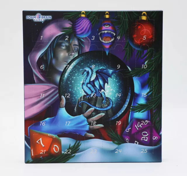 Foam Brain Games 2023 Dice Advent Calendar - 25x Die Set Metal Stone RPG THG