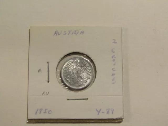Austria 1950 2 Groschen Au Coin 5