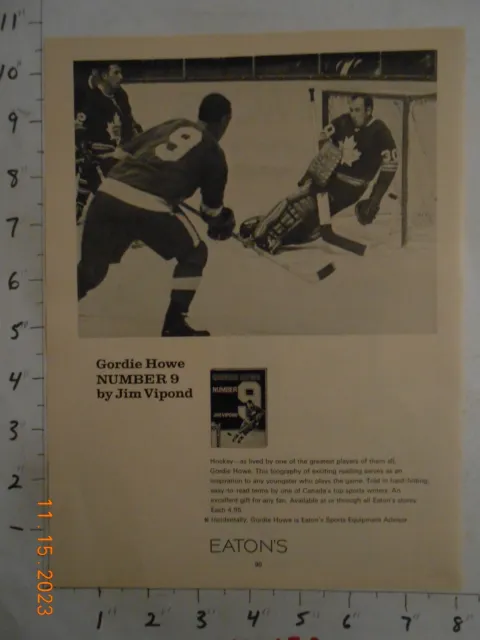 1968 Gordie Howe Number 9 book release RARE AD NHL hockey Coke Coca-Cola soda